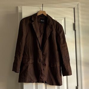 Brown Linen Blazer with Two-Button Closure